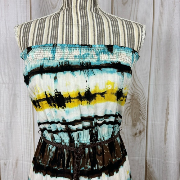 Speechless Strapless Maxi Dress Tie-Dye Relaxed Ruffle Hem Multicolor Size Small - Picture 4 of 15